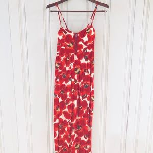 ELLE XS Floor Length Orange and Red Floral Maxi